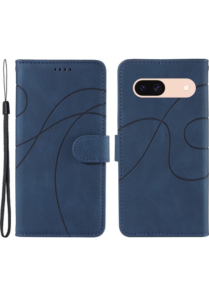 Google Pixel 8A Telefon Kılıfı Stand Deri Telefon Kapağı Baskılı Çizgi Tasarım (Yurt Dışından)