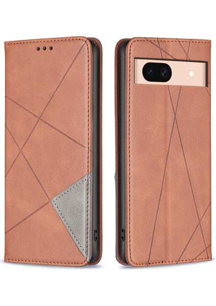 Google Pixel 8A Manyetik Kapanış Pu Deri Telefon Kapağı Kart Yuvaları (Yurt Dışından)