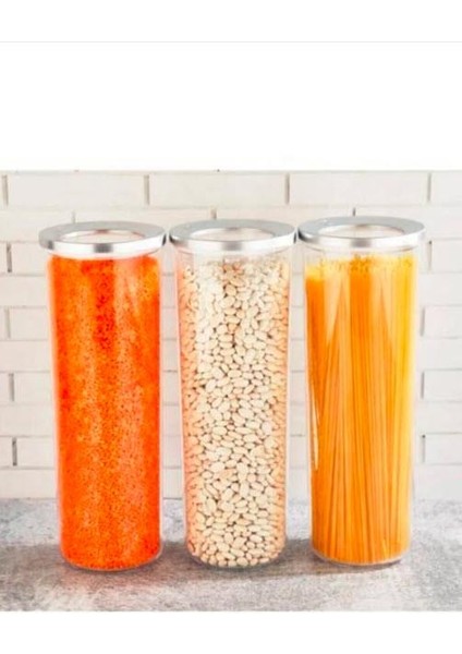 Yuvarlak Lüks Saklama Kabı Krom Kapak 12 Adet 1750 ml