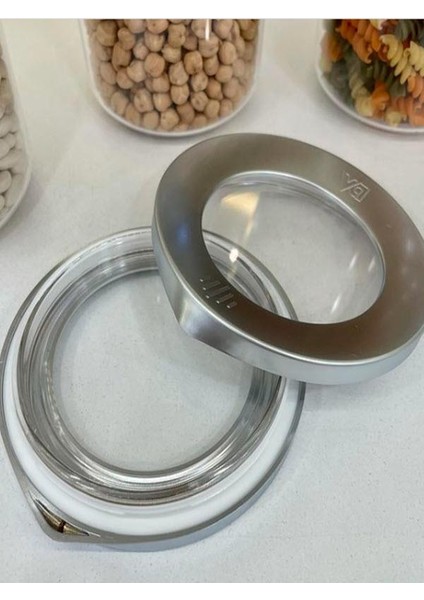 Yuvarlak Lüks Saklama Kabı Krom Kapak 12 Adet 1750 ml