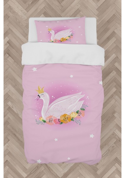 Bebek ve Çocuk Odası Pembe Kuğu Desenli Nevresim Takımı