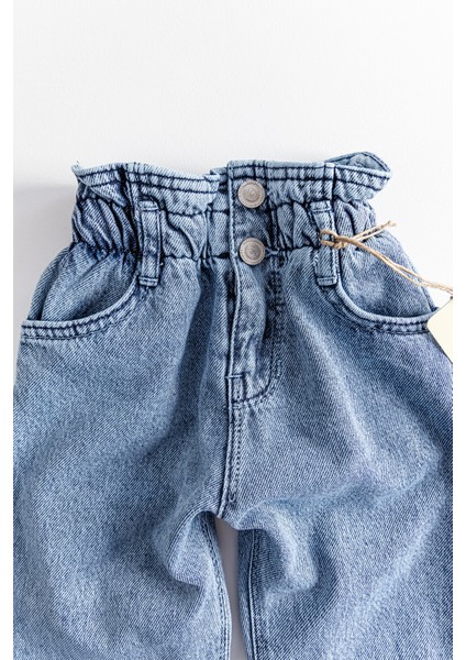 Yüksek Bel Kız Çocuk Kot Pantolon Çocuk Jean