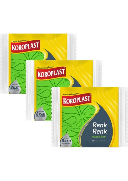 Renk Renk Mutfak Bezi 5 Li x 3 Paket
