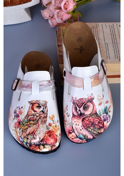 8040 Renkli Baykuş Desenli Baskılı Sabo Terlik fiyatları