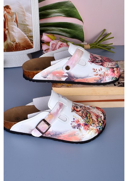 8040 Renkli Baykuş Desenli Baskılı Sabo Terlik fırsatları