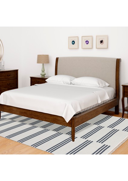 Elegantwoven Mavi Pamuk Dokuma Kilim - Homesteadart Rugs, Çift Taraflı, Nefes Alabilen ve 30°c'de Yıkanabilir, Katlanabilir, Robot Süpürge ile Uyumlu Yapı - Çeşitli Ölçülerde
