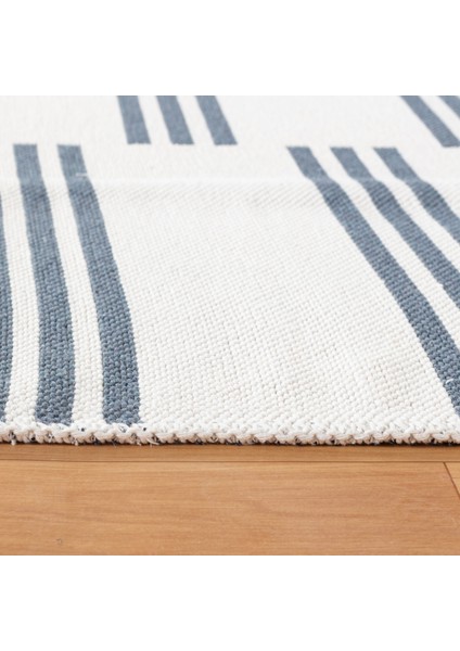 Elegantwoven Mavi Pamuk Dokuma Kilim - Homesteadart Rugs, Çift Taraflı, Nefes Alabilen ve 30°c'de Yıkanabilir, Katlanabilir, Robot Süpürge ile Uyumlu Yapı - Çeşitli Ölçülerde