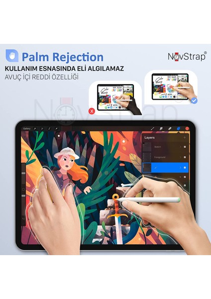 iPad Pro 12.9 3/4/5/6 Nesil Uyumlu Kalem Pencil DZ910 Manyetik Eşleşme Şarj Avuç Içi Reddi