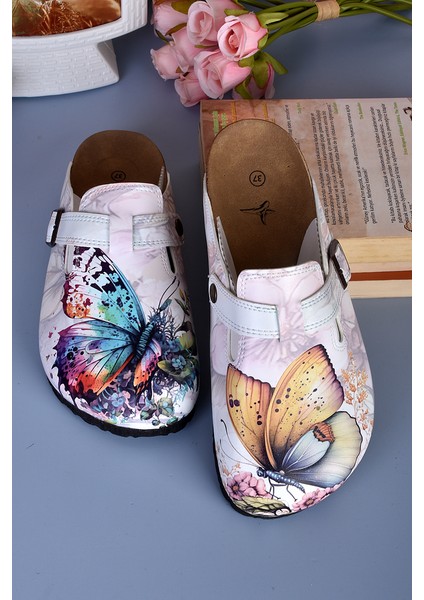8039 Renkli Kelebek Desenli Baskılı Sabo Terlik fırsatları