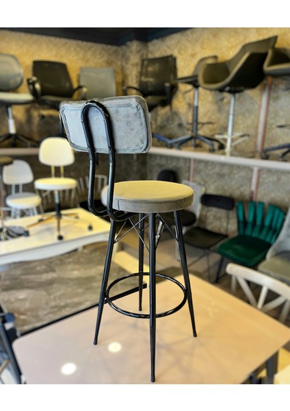 Yeni Tasarım Mila Bar Sandalyesi 65 cm Gri Babyface Kumaş.90 ile 99 cm Arası Ada&masalara Uyumlu. modelleri