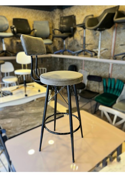 Yeni Tasarım Mila Bar Sandalyesi 65 cm Gri Babyface Kumaş.90 ile 99 cm Arası Ada&masalara Uyumlu. indirimleri