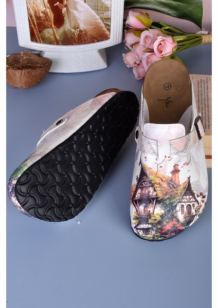 8037 Ev Desenli Baskılı Sabo Terlik