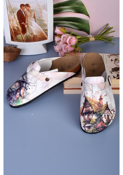 8037 Ev Desenli Baskılı Sabo Terlik modelleri