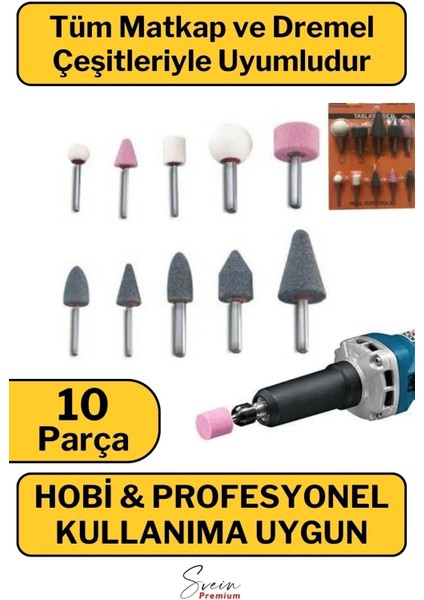 Hobi Gravür Dremel Taşlama Ucu Mini Metal Ahşap Oyma Seti Parlatma Çapak Alma 10 Parça Matkap Uyumlu