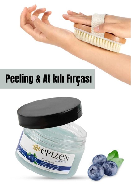 2'li Set Yaban Mersinli Peeling & Doğal At Kılı Fırçası Bakım Seti