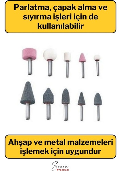 Hobi Gravür Dremel Taşlama Ucu Mini Metal Ahşap Oyma Seti Parlatma Çapak Alma 10 Parça Matkap Uyumlu modelleri