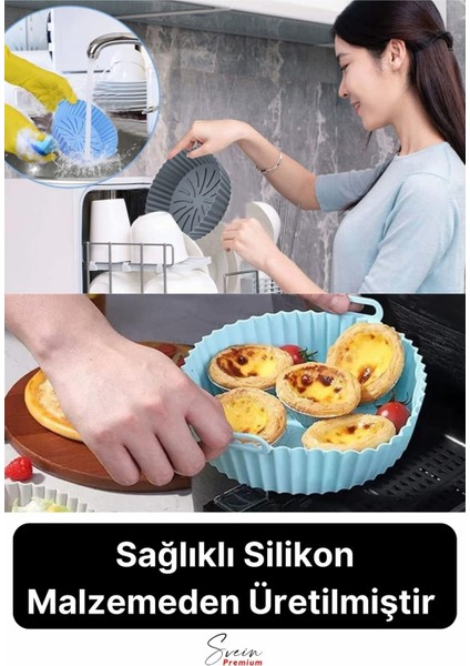 Isıya Dayanıklı Esnek Yıkanılabilir Yapışmaz Silikon Fırın ve Airfryer Yuvarlak Model Pişirme Matı indirimleri