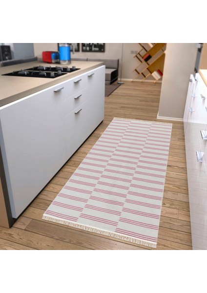 Elegantwoven Pembe Pamuk Dokuma Kilim - Homesteadart Rugs, Çift Taraflı, Nefes Alabilen ve 30°c'de Yıkanabilir, Katlanabilir, Robot Süpürge ile Uyumlu Yapı - Çeşitli Ölçülerde