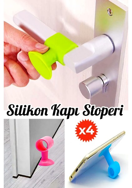 4 Adet Silikon Vakumlu Kapı Stoperi Kapı Kolu Koruyucu Silikon Aparat