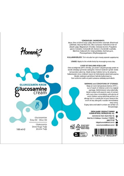 Homm Lıfe Glukozamin Krem 100 ml