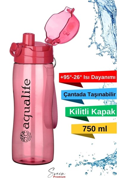 Kilitli Kapaklı Sızdırmaz Suluk Darbeye Isıya Dayanıklı Şeffaf Plastik