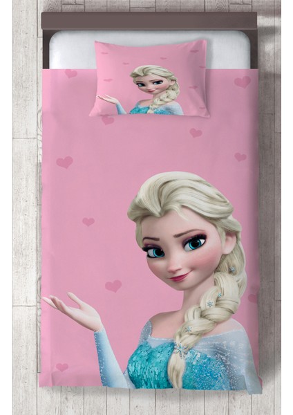 Bebek ve Çocuk Odası Pembe Elsa Desenli Yatak Örtüsü