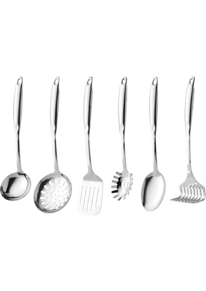 Essentials Paslanmaz Çelik 6 Parça Kepçe Kevgir Patates Ezici Makarna Kaşığı Spatula Kaşık Seti fiyatları