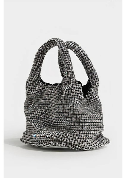 Kadın Silver Taşlı Çift Saplı Zincirli Abiye Çanta fiyatları