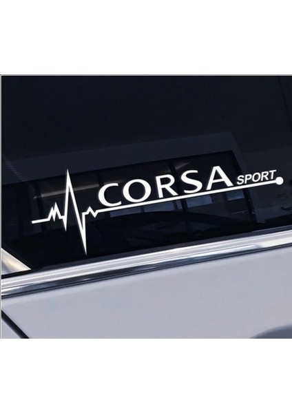 Opel Corsa Nabız Kalp Atışı Ritim Sticker 2 Adet Beyaz 18*6 cm
