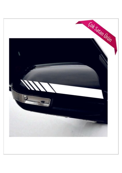 Oto Ayna Şerit Sticker Beyaz 2 Li 20*2,5 cm