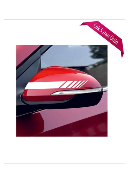 Oto Ayna Şerit Sticker Beyaz 2 Li 20*2,5 cm