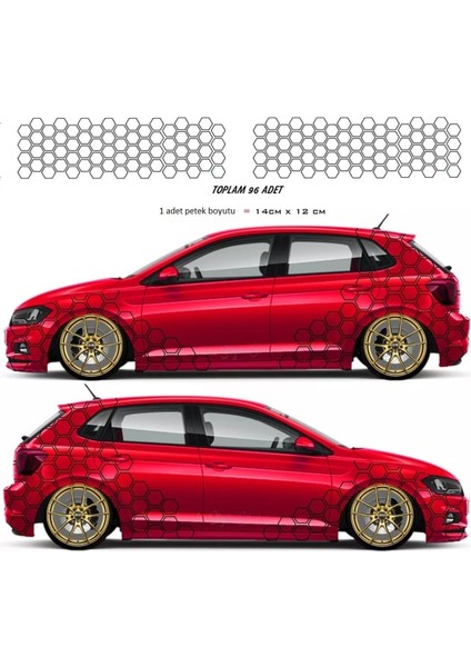 Petek Tasarım Oto Arka Çamurluk Kaplama Sticker Siyah 96 Adet 14*12 cm