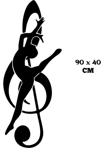 Sol Anahtarı ve Dansçı Müzisyen Kız Duvar Sticker Yapıştırma (Sudan ve Nemden Etkilenmez)