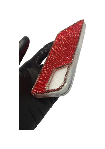 iPhone 12 Kristal Taşlı Şeffaf Telefon Kılıfı Kırmızı fiyatları