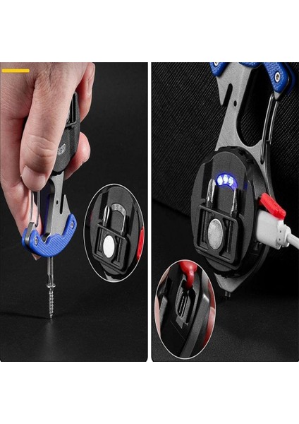 500 Lümen Kamp Feneri Çok Fonksiyonlu Fener Anahtarlık USB Çakmak Cam Kırıcı Kemer Kesici Tornavida Düdük modelleri