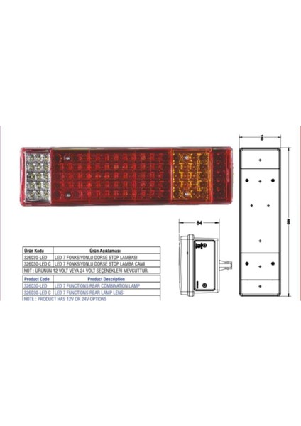 7'li LED Stop Lambası 24V 7 Fonksiyonlu Stop fırsatları