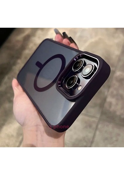 Apple iPhone 15 Pro Max Kılıf Metal Krom Parlak Renkli Şeffaf