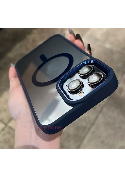 Apple iPhone 15 Pro Kılıf Metal Krom Parlak Renkli Şeffaf