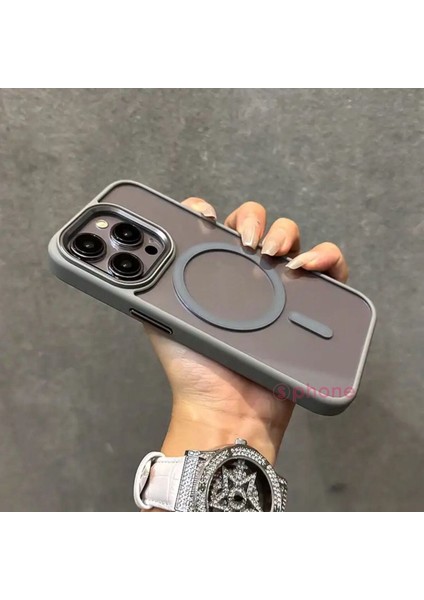 Apple iPhone 15 Pro Kılıf Metal Krom Parlak Renkli Şeffaf