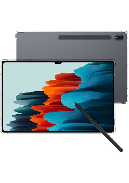 Samsung Galaxy Tab S8 Plus 12.4 Inç Kılıf Airbag Darbe Emici Parlak Izi Yapmaz Şeffaf Silikon Kapak