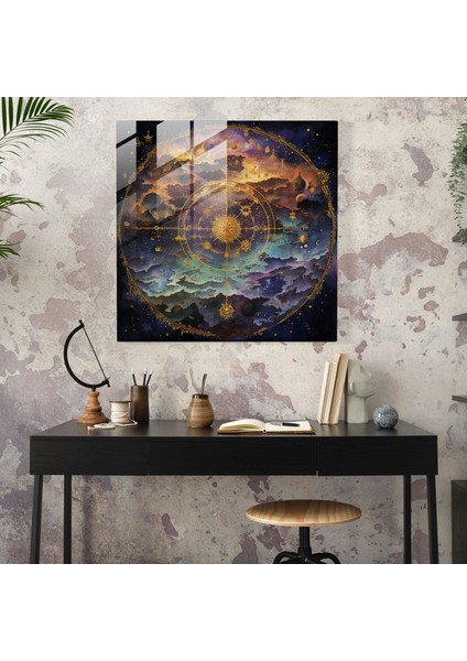 Dünya Haritası Cam Baskı - Göksel Eterik Tasarım - Dünya Haritası, Göksel Tema, Cam Baskı, Modern Sanat, 30X30 modelleri