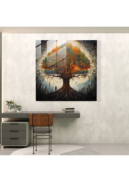 Gondor Cam Baskı Ağacı - Yüzüklerin Efendisi, Modern Sanat, Cam Baskı, Duvar Dekorasyonu, 50X50 modelleri