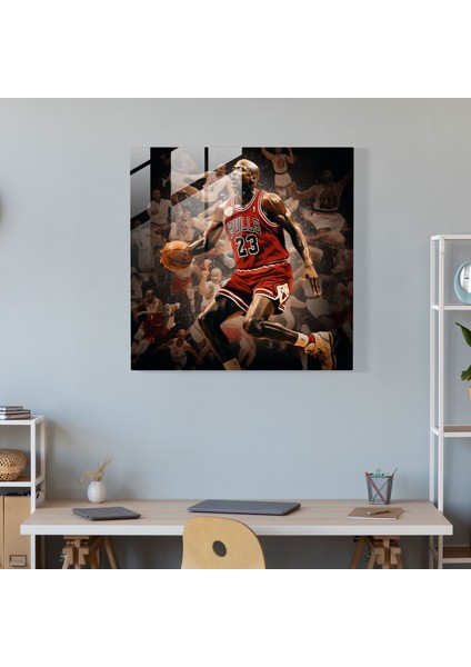 Michael Jordan Cam Baskı - Fotoğraf Montaj - Micheal Jordan, Unutulmaz Anlar, Modern Sanat, Cam Duvar Sanatı, 30X30 fiyatları