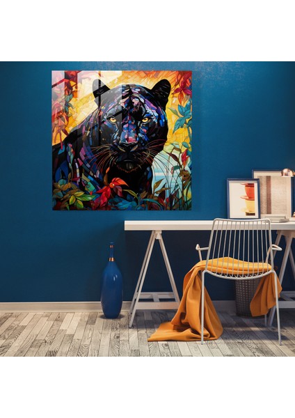 Kara Panter Cam Baskı - Kara Panter, Ev Dekorasyonu, Cam Duvar Sanatı, Cam Sanatı, 30X30 fiyatları