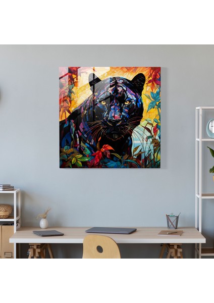 Kara Panter Cam Baskı - Kara Panter, Ev Dekorasyonu, Cam Duvar Sanatı, Cam Sanatı, 30X30 modelleri
