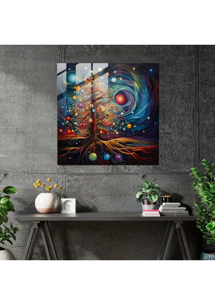 Noel Glow Cam Baskı - Noel, Noel Ağacı, Radyant Glow, Cam Duvar Sanatı, 30X30