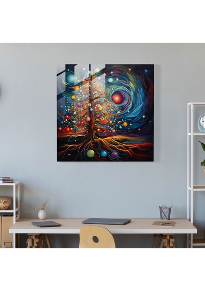 Noel Glow Cam Baskı - Noel, Noel Ağacı, Radyant Glow, Cam Duvar Sanatı, 30X30
