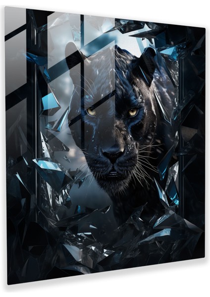 Resilient Power Siyah Panter Cam Baskı - Kara Panter, Cam Baskı, Modern Sanat, Duvar Dekorasyonu, 30X30