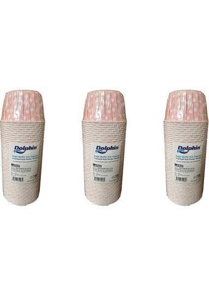 Muffin Kağıt Karton Pembe Puantiyeli Cupcake Kek Kalıbı Kapsülü Kabı - 50 Adetlik 3 Paket