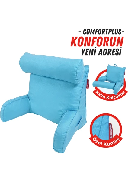 Comfortplus Tv Yastığı, Kollu Yastık, Ayarlanabilir Sırt Destek Yastığı, Boyun Desteği, Tv Yastık ve Üçgen Yastık, Fermuarlı Sırt Yastığı, Bel Yastığıı Mavi